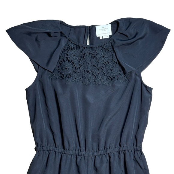 Kate Spade Black Embroidered Lace Yoke Ankle Length Jumpsuit Women’s US M - Picture 3 of 8